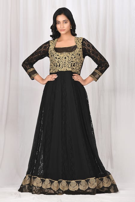 Fancy Black Embroidery NET Dress Sequence Embroidery Work