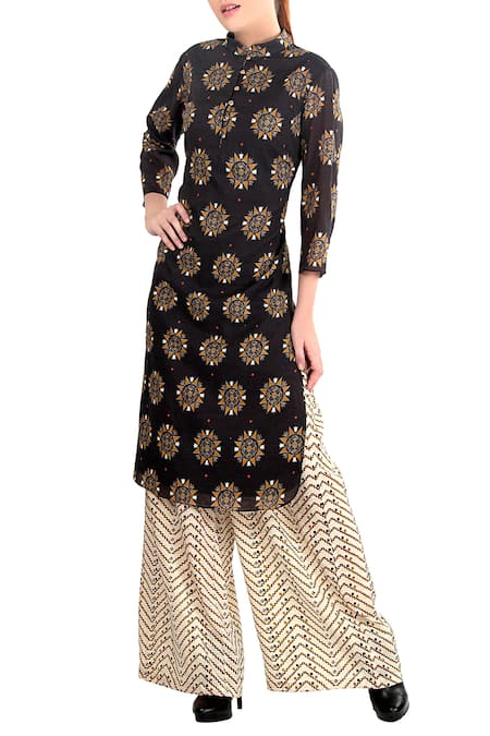 Soup by Sougat Paul White Grey And Off Printed Kurta Set For Women