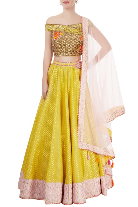 Neha Khullar Chanderi Lehenga Set For Kids