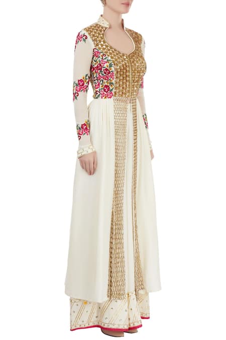 Neha Khullar_White Embroidered Palazzo Set _Online_at_Aza_Fashions