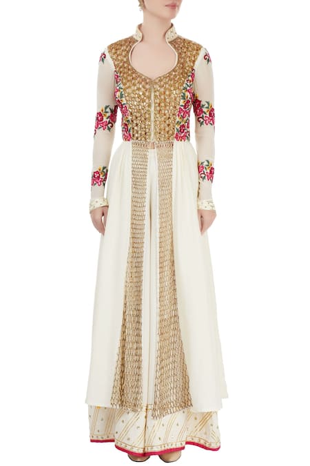 Shop_Neha Khullar_White Embroidered Palazzo Set _Online_at_Aza_Fashions