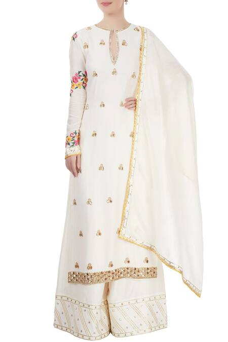 Neha Khullar White Embroidered Kurta Set For Women