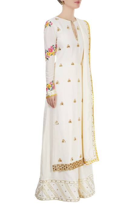 Neha Khullar White Embroidered Kurta Set Online at Aza Fashions Neha Khullar_White Embroidered Kurta Set _Online_at_Aza_Fashions