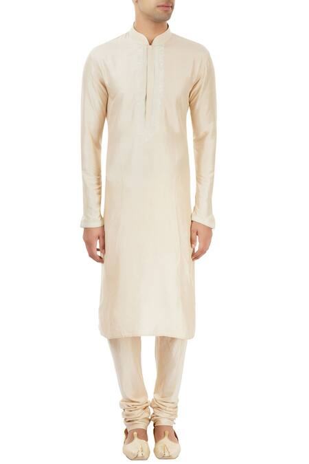 Shop_Vanshik_White Embroidered Floral And Pastel Green Kurta Set _Online_at_Aza_Fashions