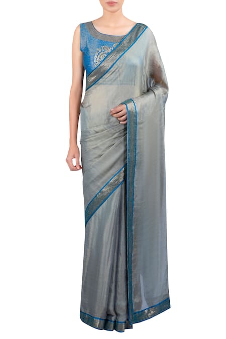 Latha Puttanna Sequin embroidered border saree with blouse 