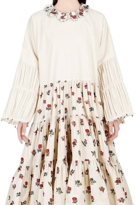 Buy Nikasha White Round Printed Tiered Dress Online at Aza Fashions Buy_Nikasha_White Round Printed Tiered Dress _Online_at_Aza_Fashions