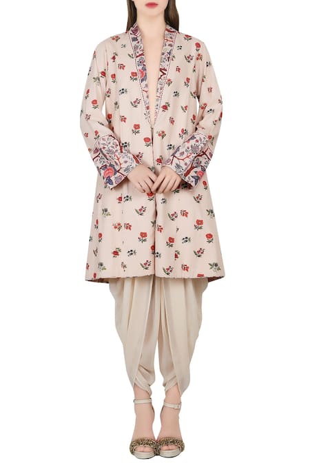 Nikasha Ivory Printed Jacket & Dhoti Pants 