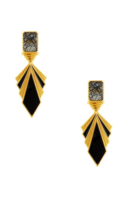 Masaya Jewellery Diamond Shaped Layered Earrings 