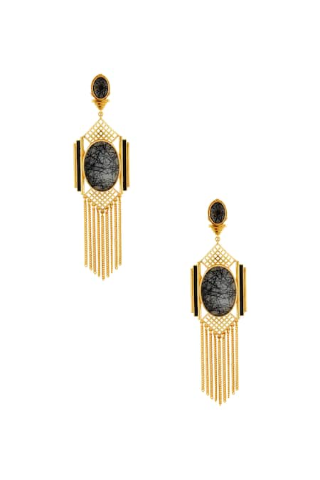 Masaya Jewellery Grid & Chain Earrings 