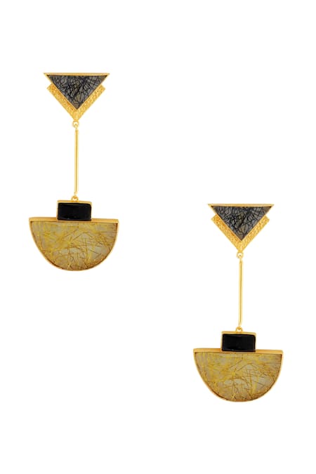 Masaya Jewellery Stone Encrusted Dangling Earrings 