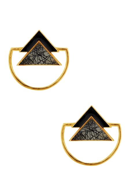 Masaya Jewellery Triangle Stone Embellished Earrings 