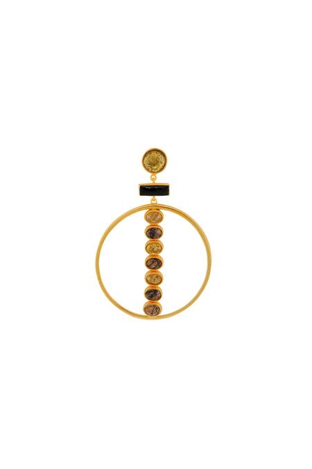 Masaya Jewellery_Black Stones Circular Embellished Earrings_Online_at_Aza_Fashions