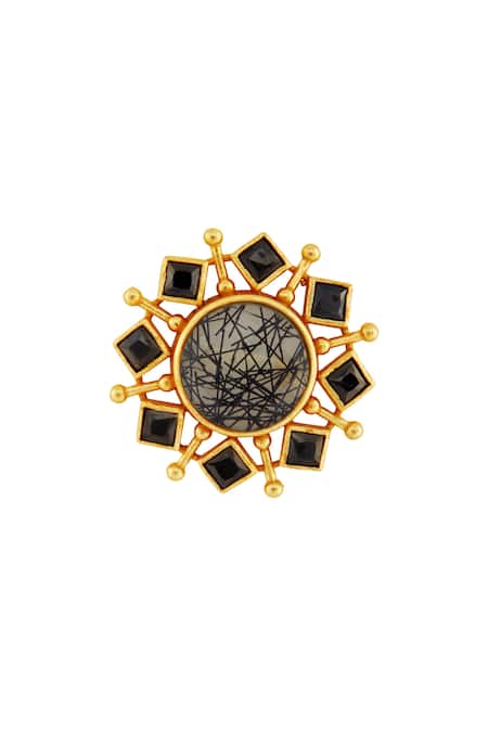 Masaya Jewellery Gold Plated Stone Embellished Earrings Online at Aza Fashions Masaya Jewellery_Gold Plated Stone Embellished Earrings _Online_at_Aza_Fashions