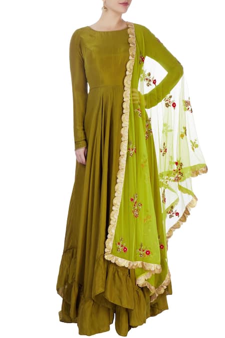 Priyanka Jain Olive green kurta & dupatta 