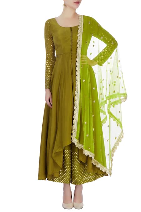 Priyanka Jain Olive green embellished palazzo set 