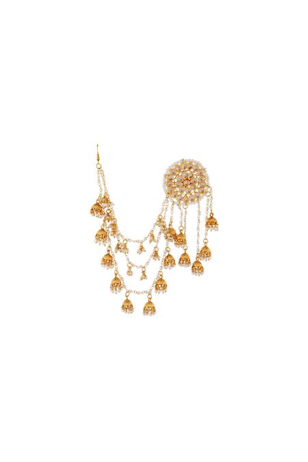 Buy Gold Plated Stone Carved Jhumka Ear Cuffs by Mortantra Online at Aza  Fashions. | Temple jewellery earrings, Gold earrings models, Bridal gold  jewellery designs