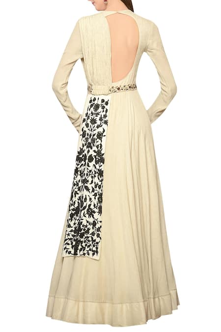 Neha & Tarun Ivory anarkali gown with dupatta & belt 