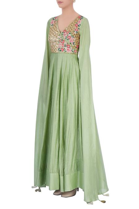 Dark Green Anarkali Gown With Hand Embroidery Work Designer Gown – garment  villa
