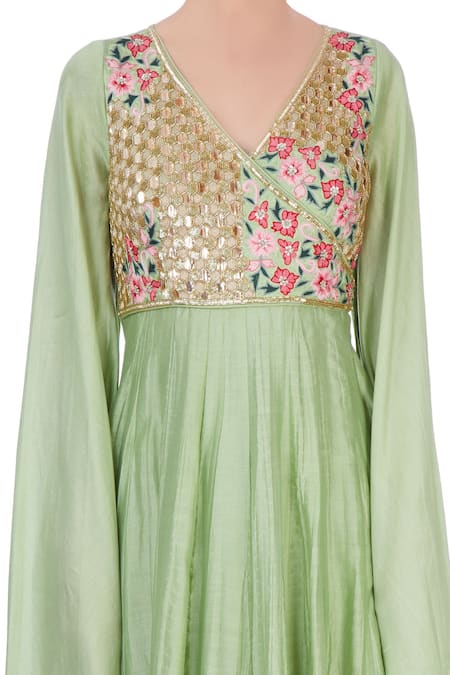 Neha Khullar_Green Pastel Embellished Anarkali Gown _at_Aza_Fashions