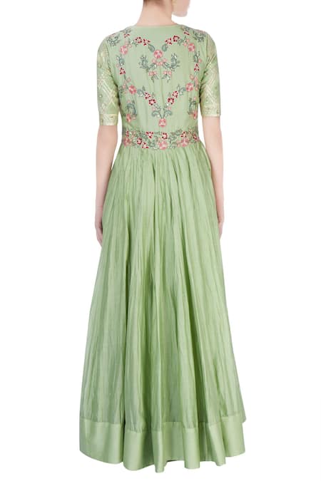 Neha Khullar Pastel green embroidered anarkali dress 