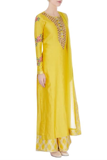 Neha Khullar Yellow Embroidered Kurta Set Online at Aza Fashions Neha Khullar_Yellow Embroidered Kurta Set _Online_at_Aza_Fashions