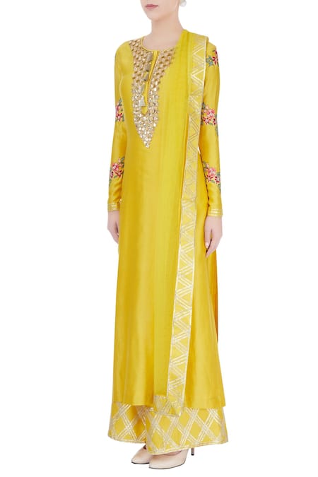 Buy Neha Khullar Yellow Embroidered Kurta Set Online at Aza Fashions Buy_Neha Khullar_Yellow Embroidered Kurta Set _Online_at_Aza_Fashions
