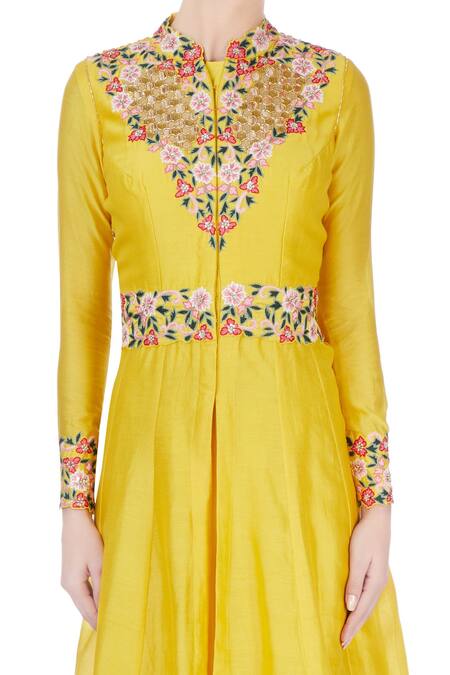 Neha Khullar Yellow Embroidered Kurta Jacket And Pants at Aza Fashions Neha Khullar_Yellow Embroidered Kurta Jacket And Pants _at_Aza_Fashions