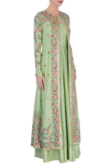 Neha Khullar Green Pastel Anarkali And Jacket Online at Aza Fashions Neha Khullar_Green Pastel Anarkali And Jacket _Online_at_Aza_Fashions