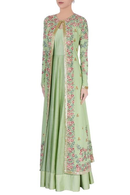 Buy Neha Khullar Green Pastel Anarkali And Jacket Online at Aza Fashions Buy_Neha Khullar_Green Pastel Anarkali And Jacket _Online_at_Aza_Fashions