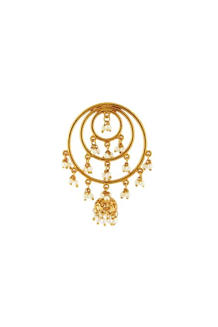 Shillpa Purii Designer Jewellery_Gold Plated Pearls Layered Round Jhumki Earrings With _Online_at_Aza_Fashions