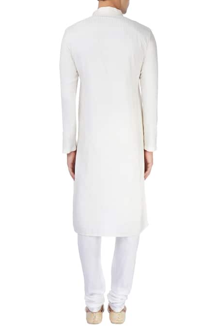 Chatenya Mittal White Woven & Embroidered Kurta For Kids
