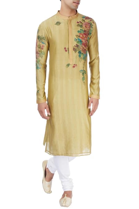 Rar Studio Beige Chanderi Handloom Hand-painted Kurta  