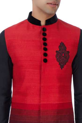Buy Manish Nagdeo Red And Black Nehru 