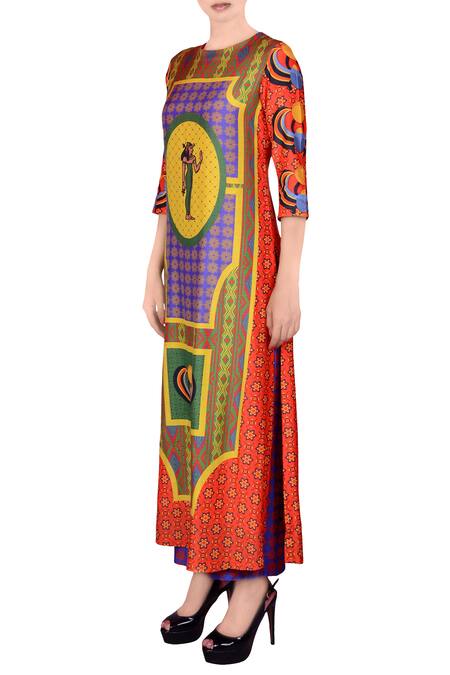 Nautanky_Multi Color Multi-colored Kurta And Palazzo Set _Online_at_Aza_Fashions