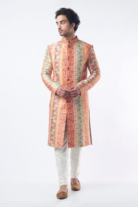 Kasbah Chanderi Silk Embroidered Sherwani Set 