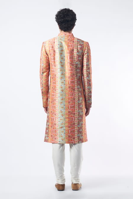 Kasbah Chanderi Silk Embroidered Sherwani Set 