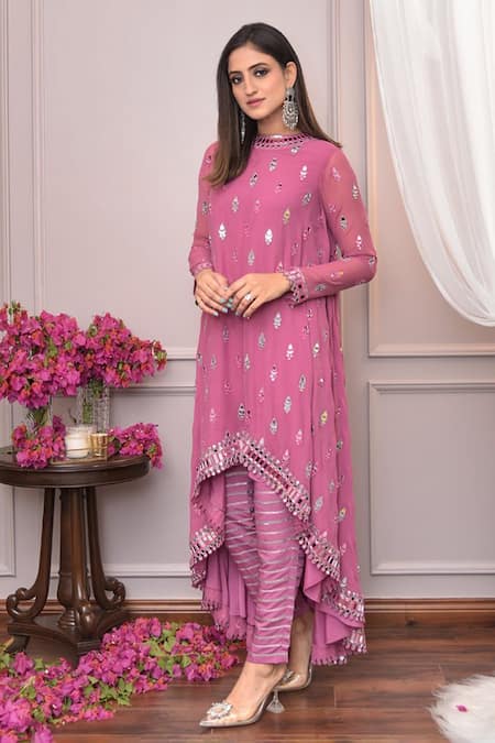 Vvani by Vani Vats Mirror Embellished Asymmetric Kurta With Pant 