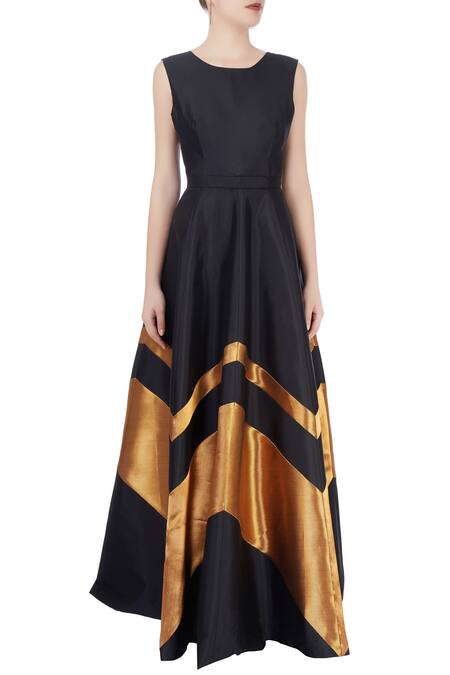 Shop Rajat K Tangri Black Panel Flared Gown Online at Aza Fashions Shop_Rajat K Tangri_Black Panel Flared Gown_Online_at_Aza_Fashions