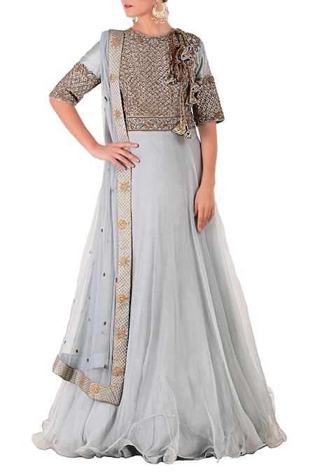 Neha Khullar Embroidered Anarkali with Dupatta For Kids