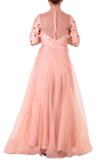 Shop_Neha Khullar_Pink Round Embroidered Kurta Pant Set _at_Aza_Fashions