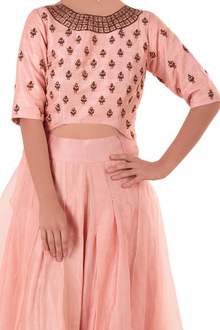Neha Khullar_Pink Round Embroidered Kurta Pant Set _Online_at_Aza_Fashions