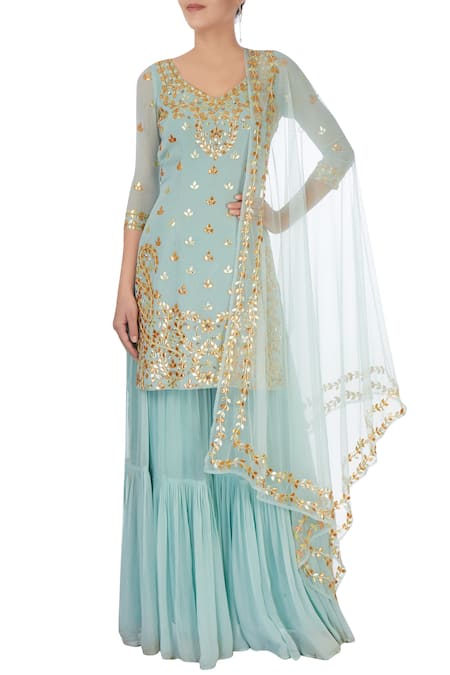 Esha Koul Blue Ice Embellishment Sharara Set 