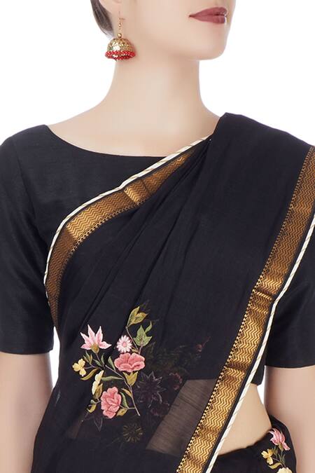 Buy Prama By Pratima Pandey Beige Embroidered Floral Boat Neck Printed And Striped Saree Online at Aza Fashions Buy_Prama By Pratima Pandey_Beige Embroidered Floral Boat Neck Printed And Striped Saree _Online_at_Aza_Fashions