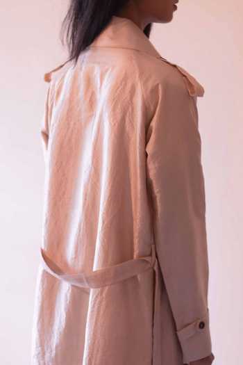 Buy_Ura Maku_Beige Mulberry Silk Handwoven Trench Coat_Online_at_Aza_Fashions