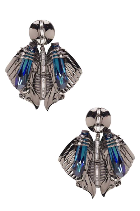 Shop Outhouse Silver Plated Smocking Chrysalis Statement Studs at Aza Fashions Shop_Outhouse_Silver Plated Smocking Chrysalis Statement Studs _at_Aza_Fashions
