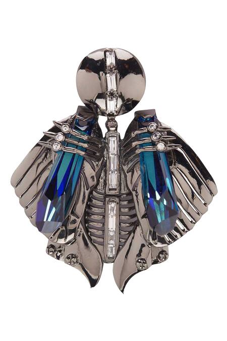 Outhouse Silver Plated Smocking Chrysalis Statement Studs Online at Aza Fashions Outhouse_Silver Plated Smocking Chrysalis Statement Studs _Online_at_Aza_Fashions