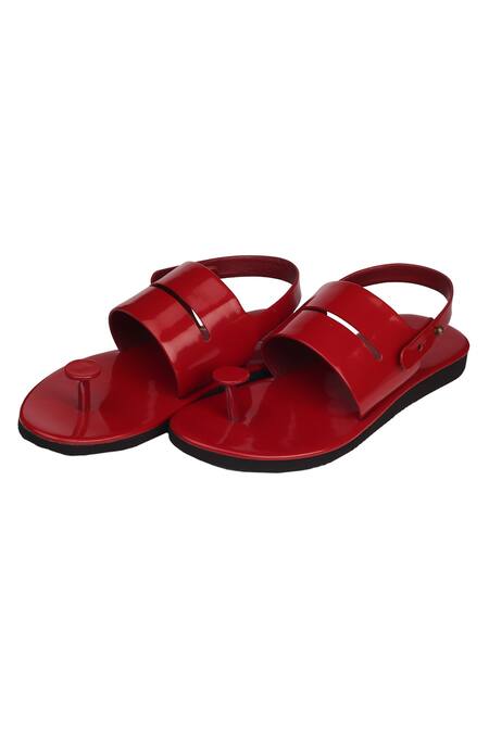 Rajesh Pratap Singh Red Handmade Khadau Sandals Online at Aza Fashions Rajesh Pratap Singh_Red Handmade Khadau Sandals _Online_at_Aza_Fashions