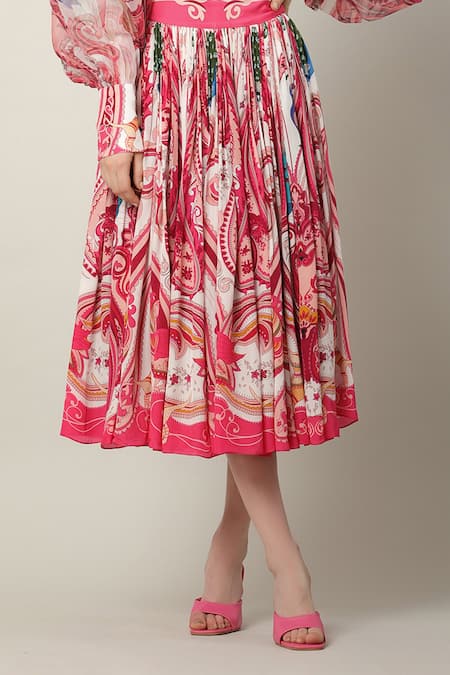 Limerick by Abirr N' Nanki_Multi Color Crepe Tavi Flared Midi Skirt _at_Aza_Fashions