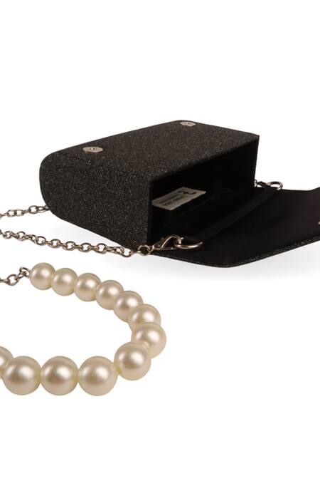 Shop_Puro Cosa_Black Glitter Box Clutch_Online_at_Aza_Fashions