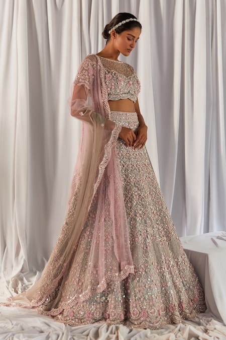 pink and grey lehenga | Indian bridal outfits, Lehenga designs, Indian  outfits lehenga